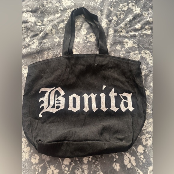 Black Tote Bag with 'Bonita' Print - Picture 1 of 1